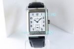 AN Factory Replica Jaeger LeCoultre Reverso White Dial Black Leather Watch